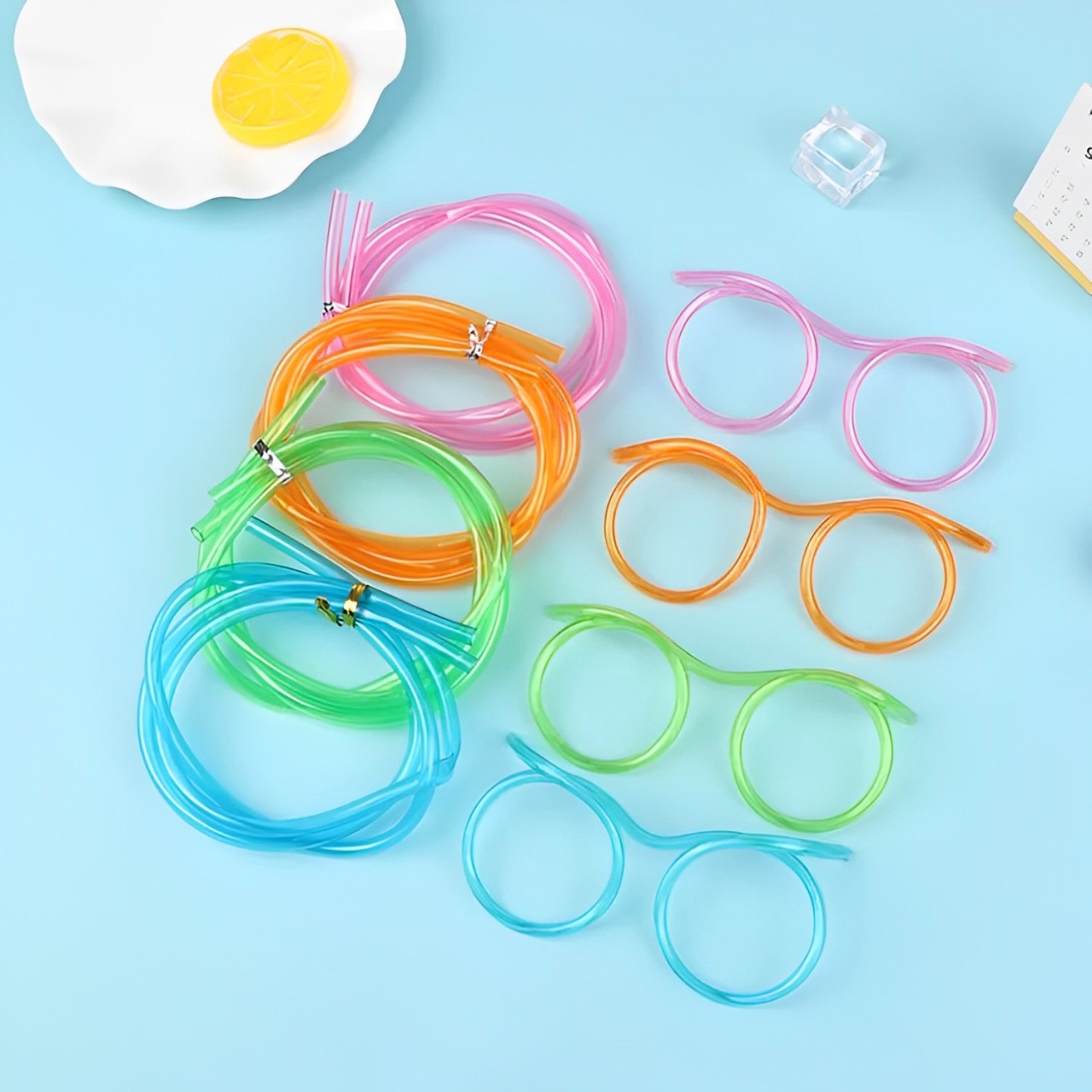 New Creative Funny Soft Flexible Glasses Straw.