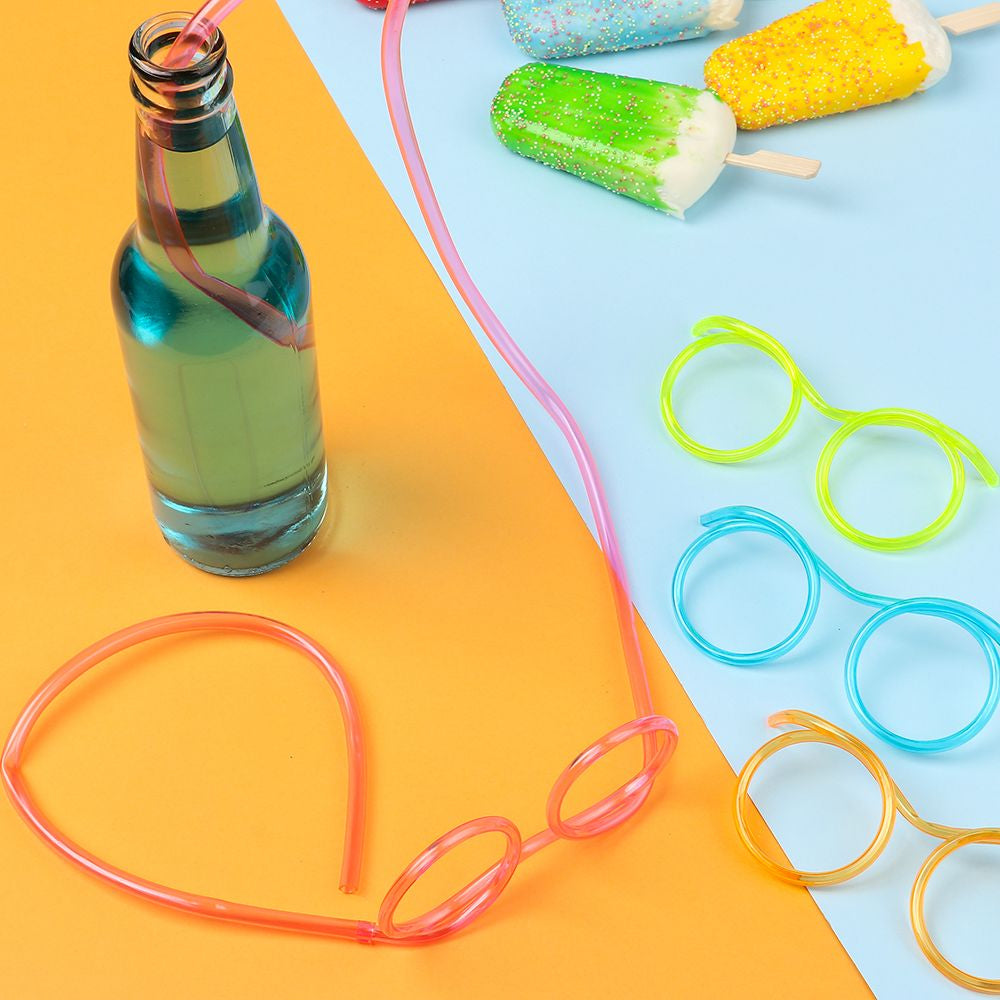 New Creative Funny Soft Flexible Glasses Straw.