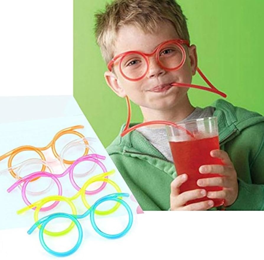 New Creative Funny Soft Flexible Glasses Straw.