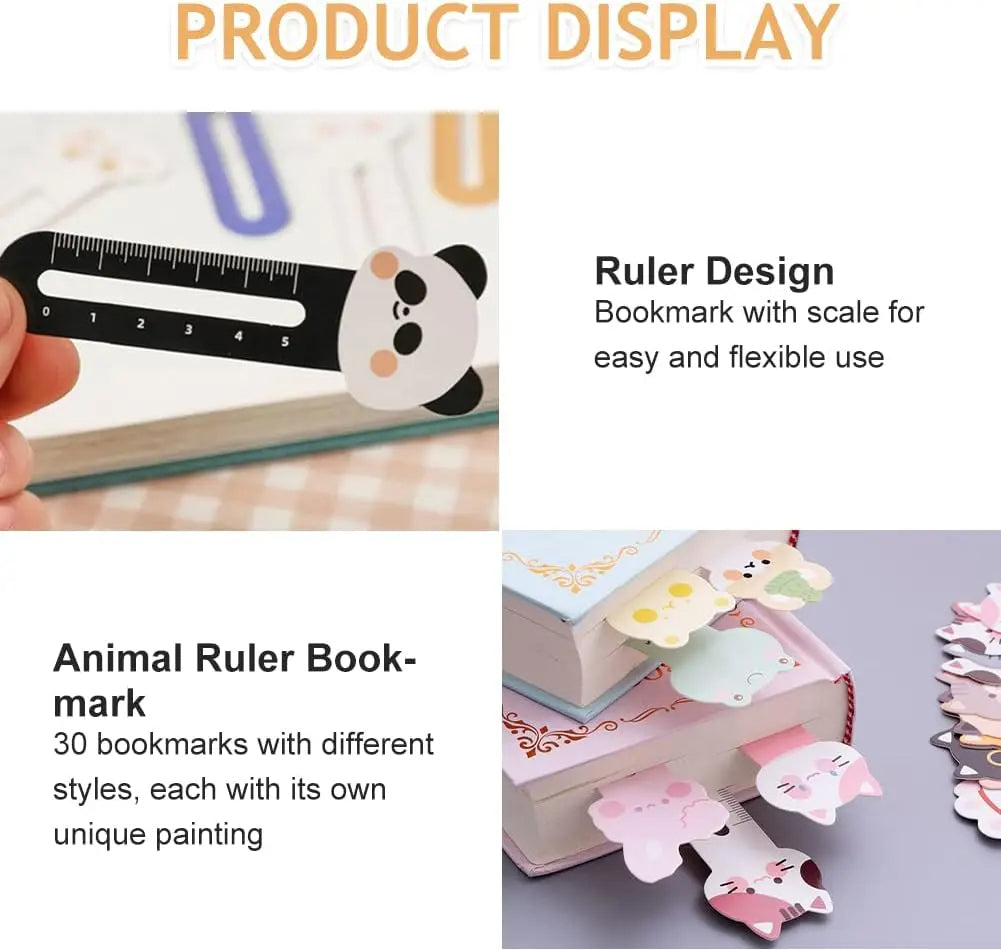 50pcs Cute Cartoon Bookmark Ruler