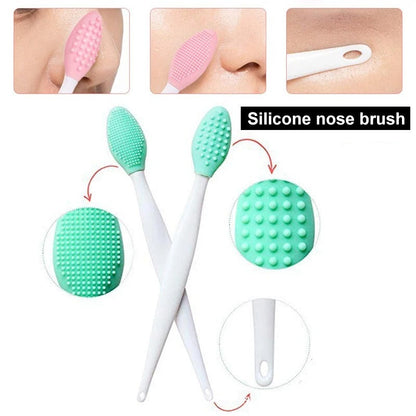 1pc Silicone Blackhead Remover Double Sided Lip Nose Scrubber Brush Tool